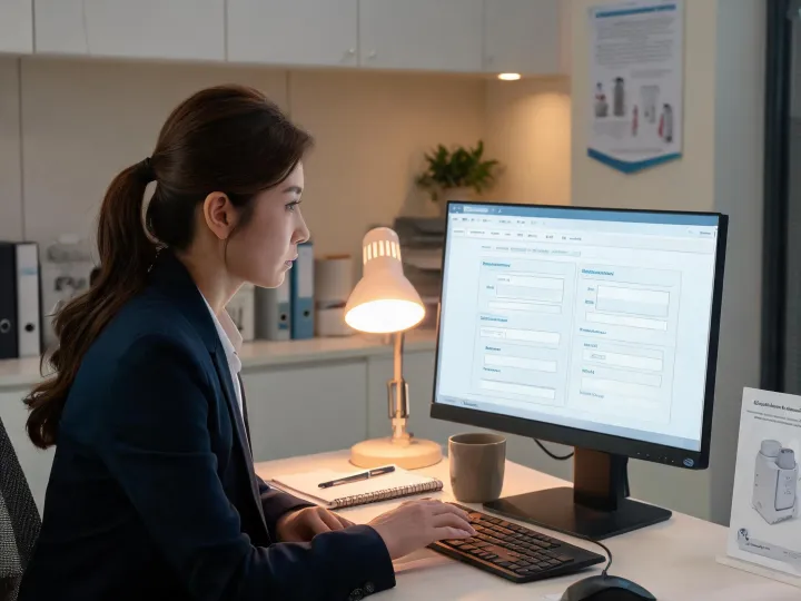 Clinical support coordinator reviewing structured inquiry